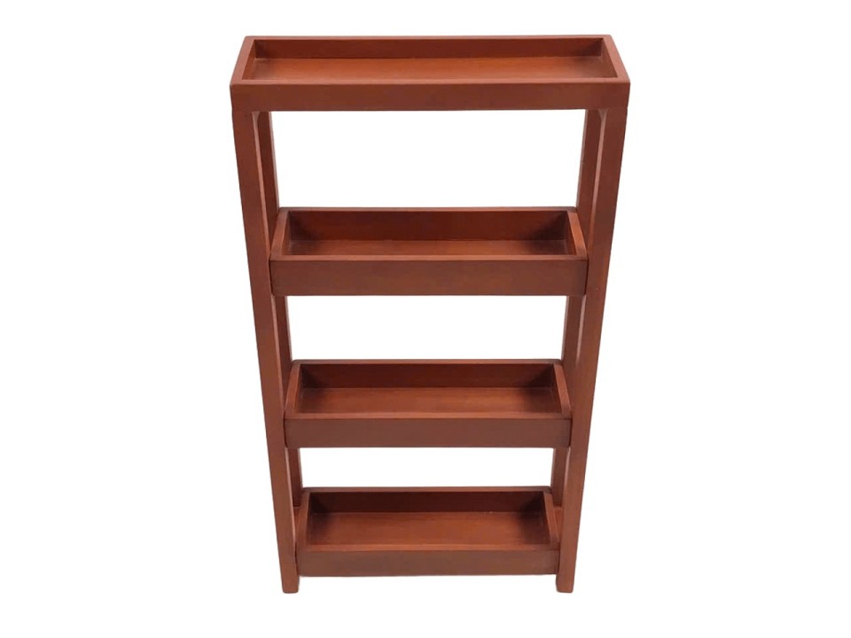 Artisanal Acacia Wood 4-Tier Rectangular Storage Tower